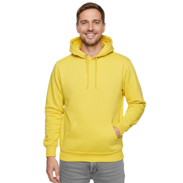 Comodo pullover con cappuccio da uomo in vestibilità regolare, felpa con cappuccio 19161 giallo