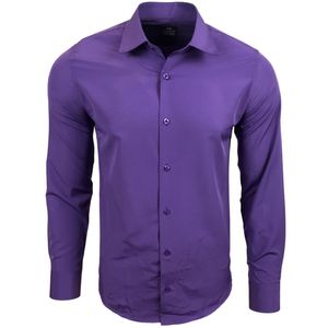 Schlichtes Langarm-Hemd für Herren Business-Hemd im Basic-Style Freizeit-Hemd 55 Lila