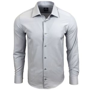 Schlichtes Langarm-Hemd für Herren Business-Hemd im Basic-Style Freizeit-Hemd 55 Hell Grau