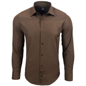Schlichtes Langarm-Hemd für Herren Business-Hemd im Basic-Style Freizeit-Hemd 55 Braun