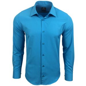 Schlichtes Langarm-Hemd für Herren Business-Hemd im Basic-Style Freizeit-Hemd 55 Türkis