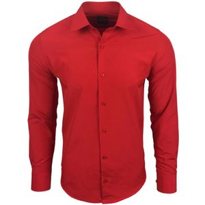 Schlichtes Langarm-Hemd für Herren Business-Hemd im Basic-Style Freizeit-Hemd 55 Rot