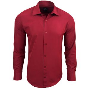 Schlichtes Langarm-Hemd für Herren Business-Hemd im Basic-Style Freizeit-Hemd 55 Bordeaux