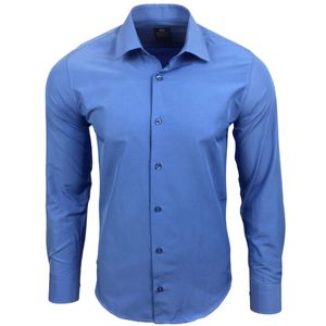 Schlichtes Langarm-Hemd für Herren Business-Hemd im Basic-Style Freizeit-Hemd 55 Blau