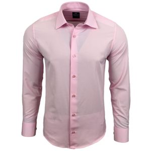 Schlichtes Langarm-Hemd für Herren Business-Hemd im Basic-Style Freizeit-Hemd 55 Rosa