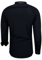 Stylisches Ausgeh-Hemd für Herren Langarm-Shirt mit kontrastfarbigen Detail an Knopfleiste Business-Hemd 70 Schwarz