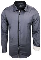 Stylisches Ausgeh-Hemd für Herren Langarm-Shirt mit kontrastfarbigen Detail an Knopfleiste Business-Hemd 70 Anthrazit