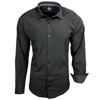 Elegantes Ausgeh-Hemd für Herren Langarm-Shirt Business-Hemd 75 Schwarz