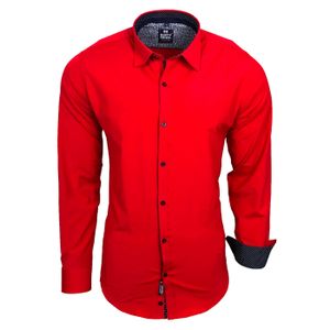 Elegantes Ausgeh-Hemd für Herren Langarm-Shirt Business-Hemd 75 Rot