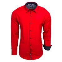 Elegantes Ausgeh-Hemd für Herren Langarm-Shirt Business-Hemd 75 Rot