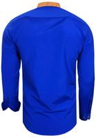 Modernes Langarm-Hemd für Herren mit kontrastfarbigen Nähten Business-Shirt Freizeit-Hemd 76 Royal-Blau