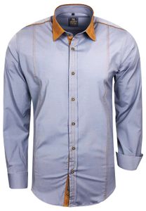 Modernes Langarm-Hemd für Herren mit kontrastfarbigen Nähten Business-Shirt Freizeit-Hemd 76 Grau