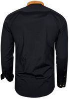 Modernes Langarm-Hemd für Herren mit kontrastfarbigen Nähten Business-Shirt Freizeit-Hemd 76 Schwarz