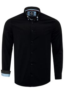 Trendiges Button-Down-Hemd für Herren Freizeit-Shirt Langarm-Hemd 80 Schwarz/Blau