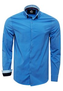 Trendiges Button-Down-Hemd für Herren Freizeit-Shirt Langarm-Hemd 80 Blau