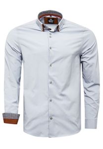 Trendiges Button-Down-Hemd für Herren Freizeit-Shirt Langarm-Hemd 80 Grau