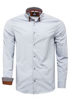 Trendiges Button-Down-Hemd für Herren Freizeit-Shirt Langarm-Hemd 80 Grau
