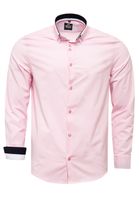 Trendiges Button-Down-Hemd für Herren Freizeit-Shirt Langarm-Hemd 80 Rosa