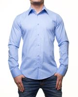Klassisches Langarm-Hemd für Herren mit Kent-Kragen Business-Shirt Freizeit-Hemd 8255 Blau