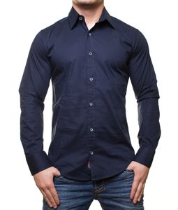 Klassisches Langarm-Hemd für Herren mit Kent-Kragen Business-Shirt Freizeit-Hemd 8255 Marine-Blau