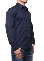 Klassisches Langarm-Hemd für Herren mit Kent-Kragen Business-Shirt Freizeit-Hemd 8255 Marine-Blau