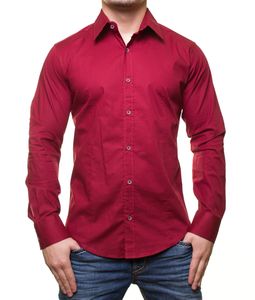 Klassisches Langarm-Hemd für Herren mit Kent-Kragen Business-Shirt Freizeit-Hemd 8255 Bordeaux