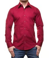 Klassisches Langarm-Hemd für Herren mit Kent-Kragen Business-Shirt Freizeit-Hemd 8255 Bordeaux