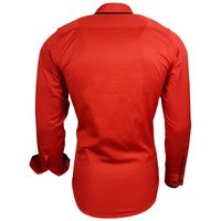 Modernes Langarm-Hemd für Herren Ausgeh-Shirt mit Mao-Kragen Business-Hemd 11014 Rot