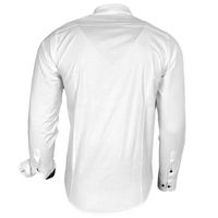 Camicia a maniche lunghe alla moda per uomo, camicia da lavoro, camicia casual 11015 Bianco/Nero