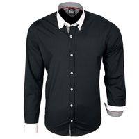 Stylisches Button-Down-Hemd für Herren Business-Shirt Langarm-Hemd 11017 Schwarz