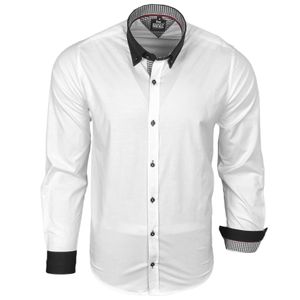 Stylisches Button-Down-Hemd für Herren Business-Shirt Langarm-Hemd 11017 Weiß