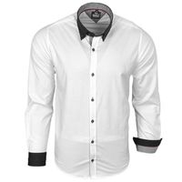 Stylisches Button-Down-Hemd für Herren Business-Shirt Langarm-Hemd 11017 Weiß