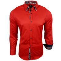 Trendiges Button-Down-Hemd für Herren Freizeit-Shirt Langarm-Hemd 11019 Rot