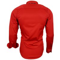 Trendiges Button-Down-Hemd für Herren Freizeit-Shirt Langarm-Hemd 11019 Rot