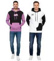 Hollister X Social Tourist Herren Hoodie mit Social Tourist-Print Baumwoll-Pullover 365-352 in Schwarz/Lila oder Weiß/Schwarz