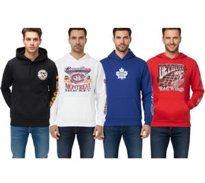Hollister X NHL Herren Hoodie mit Team-Logo-Aufdruck Baumwoll-Pullover 322-221-1606 verschiedene Teams Pittsburgh Penguins (Schwarz), Montreal Canadiens (Weiß), Toronto Mapple Leafs (Blau) oder Detroit Red Wings (Rot)