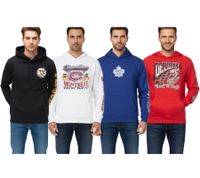 Hollister X NHL Herren Hoodie mit Team-Logo-Aufdruck Baumwoll-Pullover 322-221-1606 verschiedene Teams Pittsburgh Penguins (Schwarz), Montreal Canadiens (Weiß), Toronto Mapple Leafs (Blau) oder Detroit Red Wings (Rot)