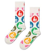1 paire de chaussettes homme Happy Socks Thumbs-Up, imprimées avec un pouce levé, en coton, pour tous les jours (P002590), écru-blanc/multicolore