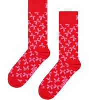 1 Paar Happy Socks Bow Damen Socken mit Allover Schleifen-Print Baumwoll-Socken Alltags-Strümpfe P001532 Rot/Bunt