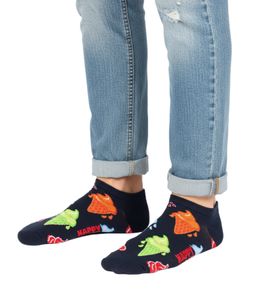 1 Paar Happy Socks Ice Cream Low Herren oder Damen Sneaker-Socken mit Allover Eiscreme-Print Socken Alltags-Strümpfe P000956 Schwarz/Bunt