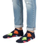 1 Paar Happy Socks Ice Cream Low Herren oder Damen Sneaker-Socken mit Allover Eiscreme-Print Socken Alltags-Strümpfe P000956 Schwarz/Bunt