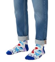 1 Paar Happy Socks Seafood Unisex Socken mit Allover Meeresfrüchte-Print Baumwoll-Socken Alltags-Strümpfe P002572 Ecru-Weiß/Bunt