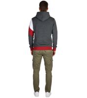 Sportlicher Hoodie für Herren im Color-Blocking-Style Kapuzen-Pullover Sweater 4727 Dunkelgrau/Weiß/Rot