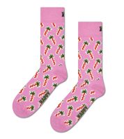 1 paio di calzini da donna Happy Socks Happy Palm con stampa integrale di palme, calzini in cotone, calzini per tutti i giorni P002604 Rosa/Multicolore
