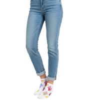 2 Paar Happy Socks Ice & Stripe Damen Sneaker-Socken mit Allover Eiscreme-Print und Streifen-Muster Low-Cut Socken Alltags-Strümpfe P000969 Weiß/Bunt