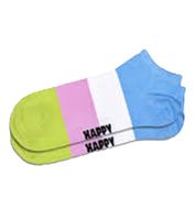 2 Paar Happy Socks Ice & Stripe Damen Sneaker-Socken mit Allover Eiscreme-Print und Streifen-Muster Low-Cut Socken Alltags-Strümpfe P000969 Weiß/Bunt