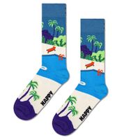 1 Paar Happy Socks Pool-Side Herren Crew-Socken mit Pool-Print Socken Alltags-Strümpfe P000716 Blau/Bunt