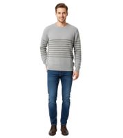 Pull rayé ESPRIT pour homme, col rond, 100 % coton, disponible en gris/gris foncé, beige/bordeaux ou gris/vert