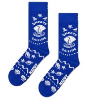 1 Paar Happy Socks Smooth Sail Sock Herren Socken mit maritimem Allover-Print Baumwoll-Socken Alltags-Strümpfe P002595 Blau/Weiß