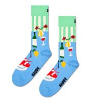 1 Paar Happy Socks Dinner Herren Socken mit mediterranem Allover-Print Baumwoll-Socken Alltags-Strümpfe P002571 Blau/Grün/Weiß
